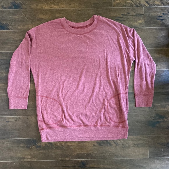 No Label - Long Sleeve Tunic Tee with Pockets - Heather Red - Large - Picture 1 of 5